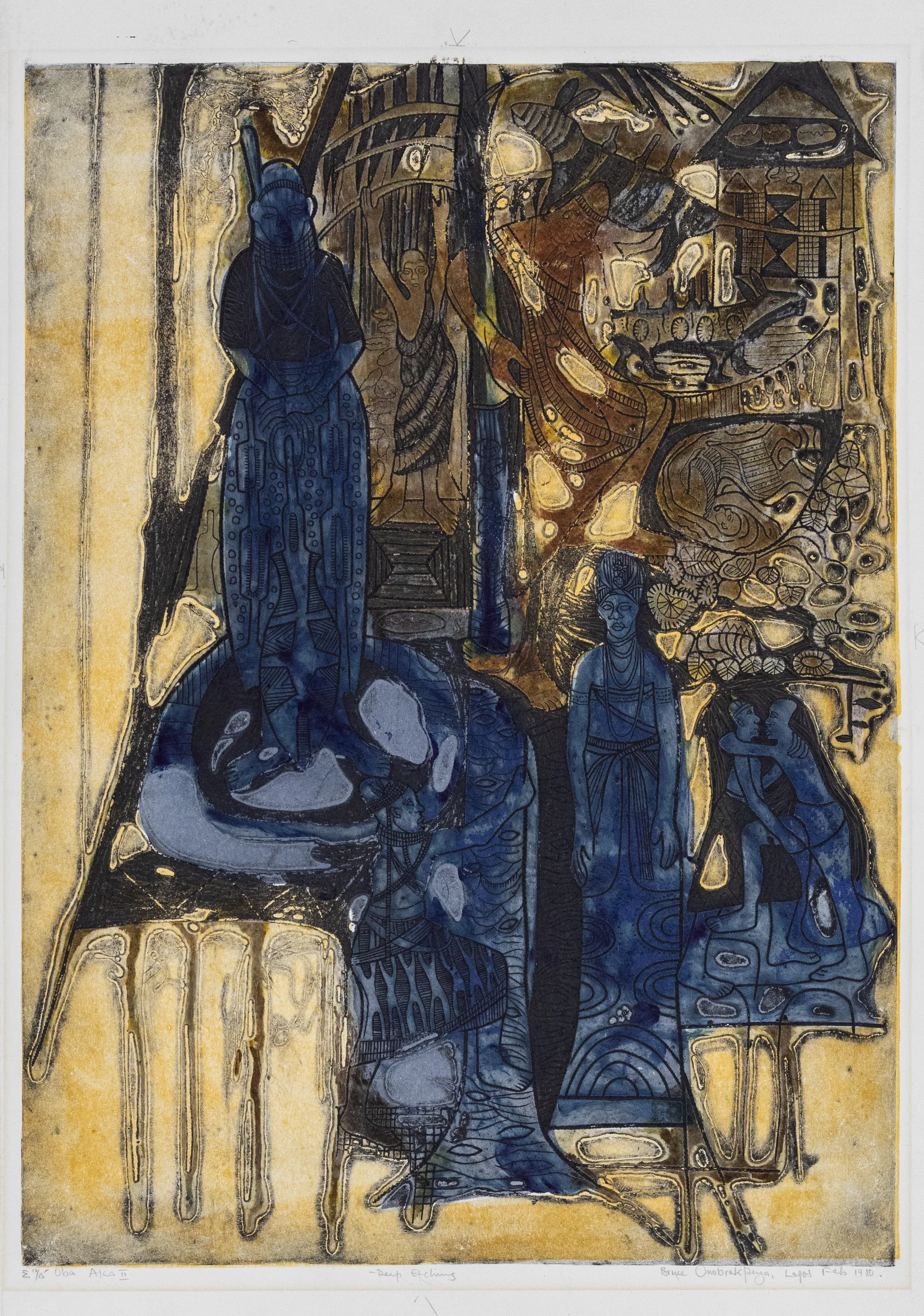 Lot 16 — Bruce Onobrakpeya, Oba Aka II (In the Hands of God) Edition 12/15