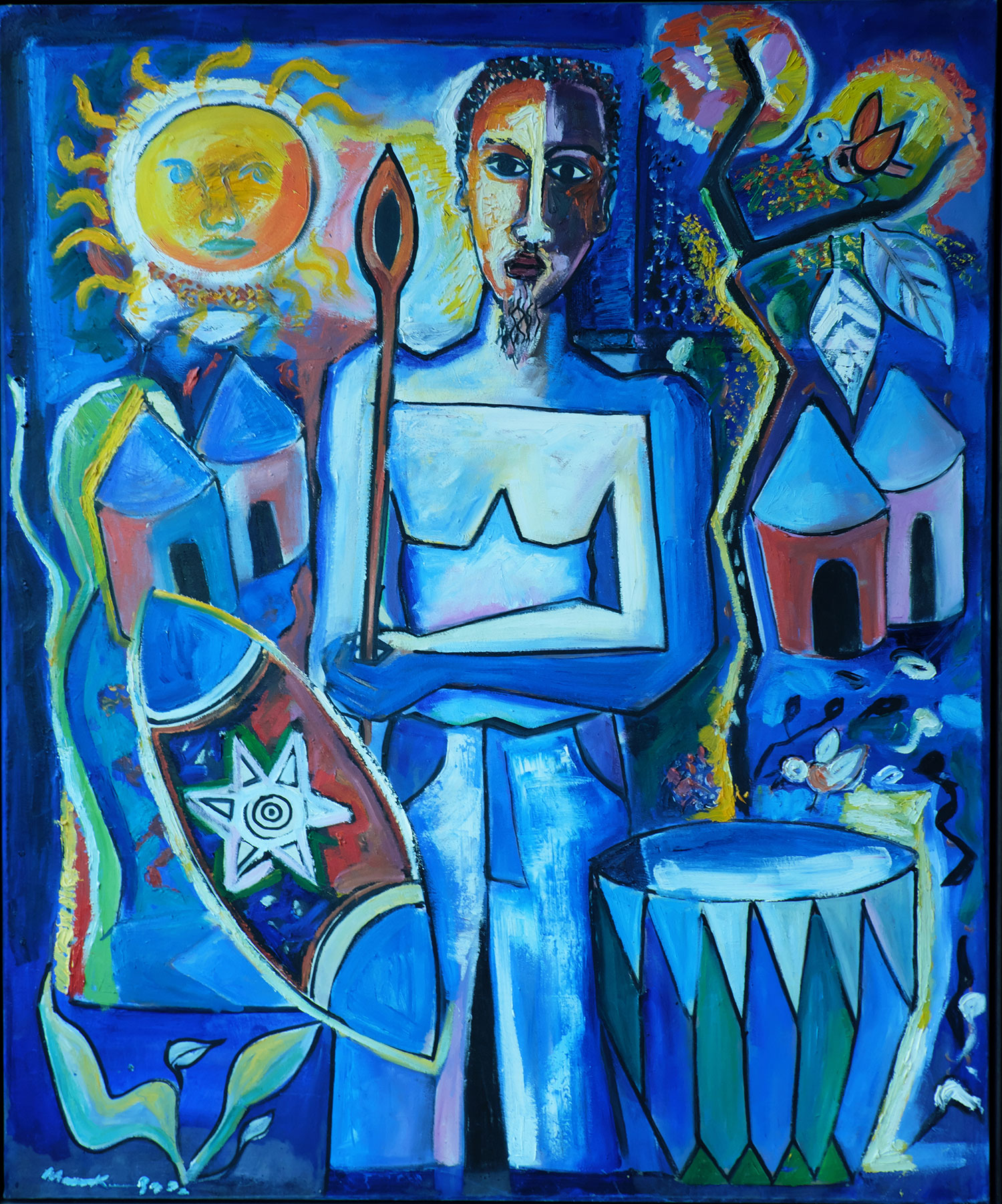 Lot 14 — Geoffrey Mukasa, Village Warrior, circa 2000