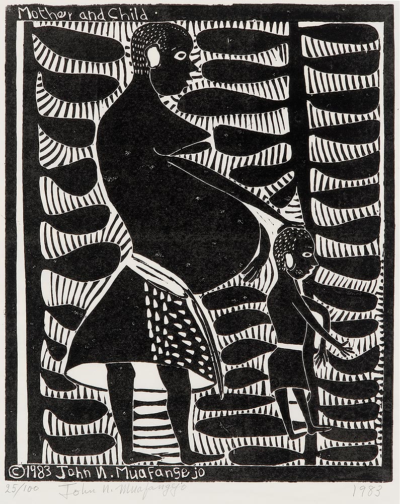 Lot 35 — John Muafangejo, Mother and Child