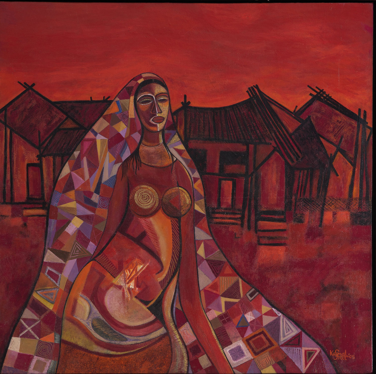 Lot 13 — Kamal Shah, Village Diva in Red