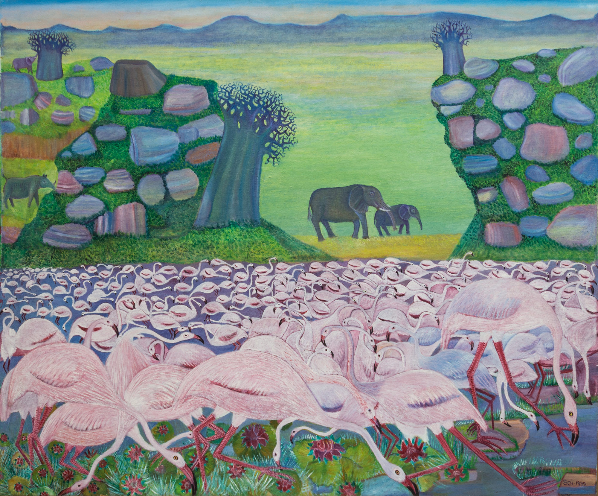 Lot 7 — Ancent Soi, Feeding flamingos