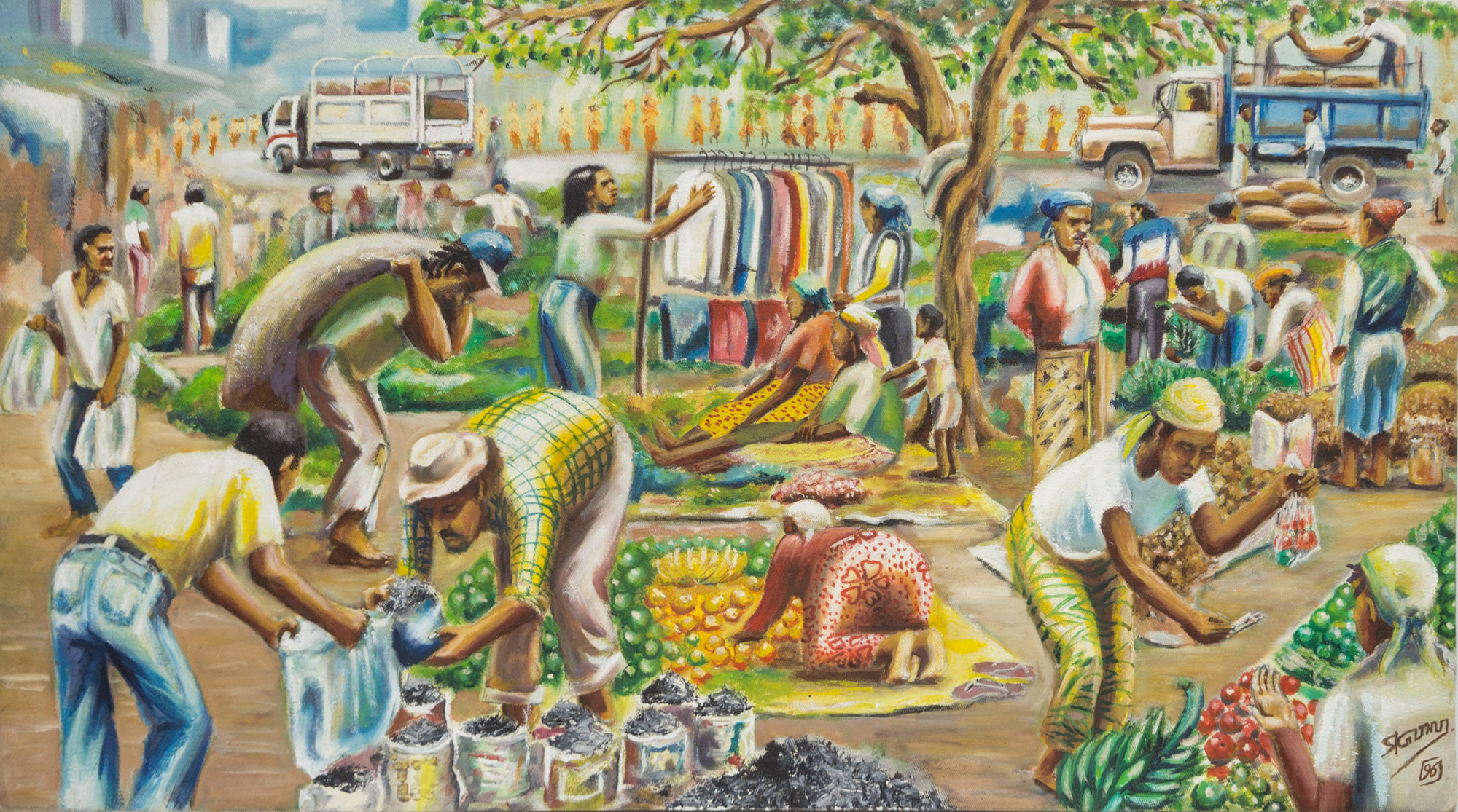 Lot 34 — Samuel Githui, Market Scene
