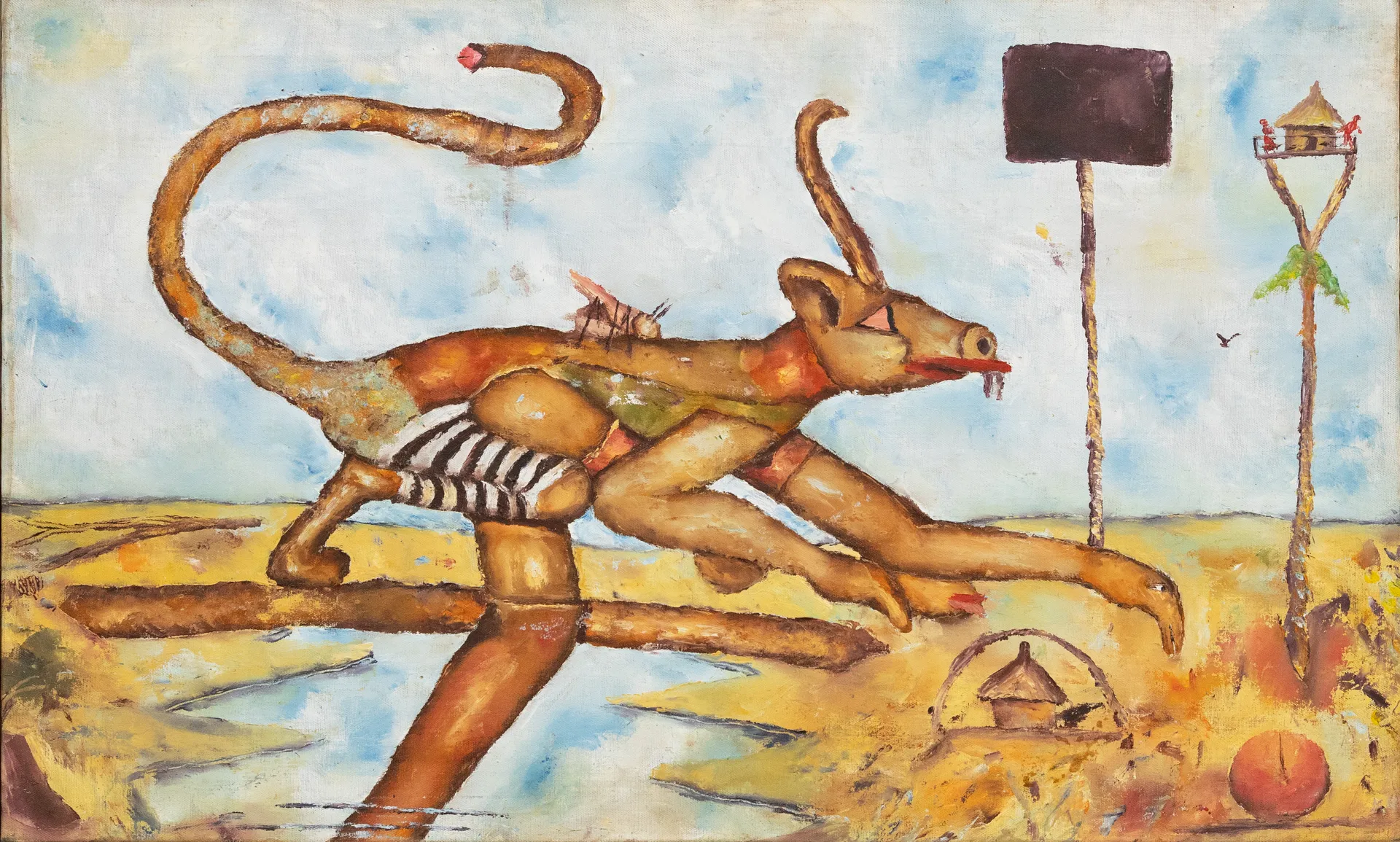 Lot 13 — Meek Gichugu, Untitled (Landscape with Abstract Creature)