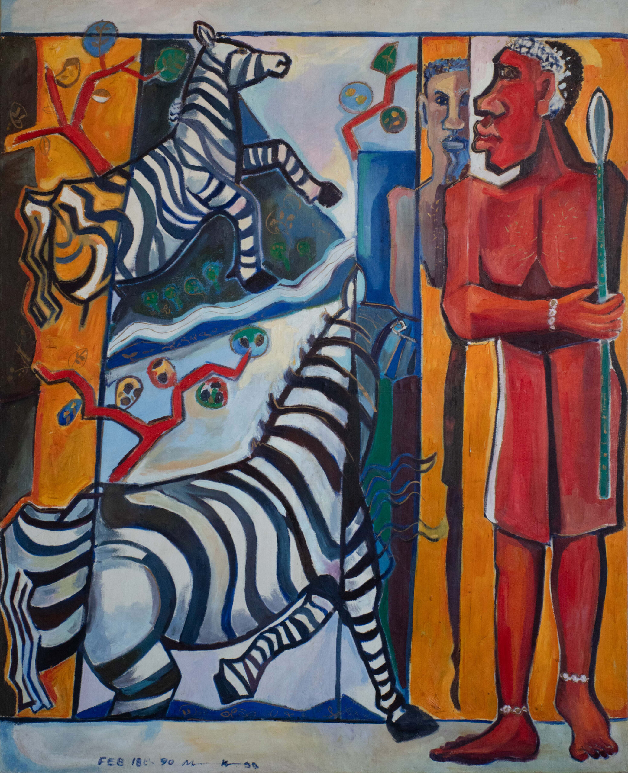 Lot 16 — Geoffrey Mukasa, Fleeing Zebras