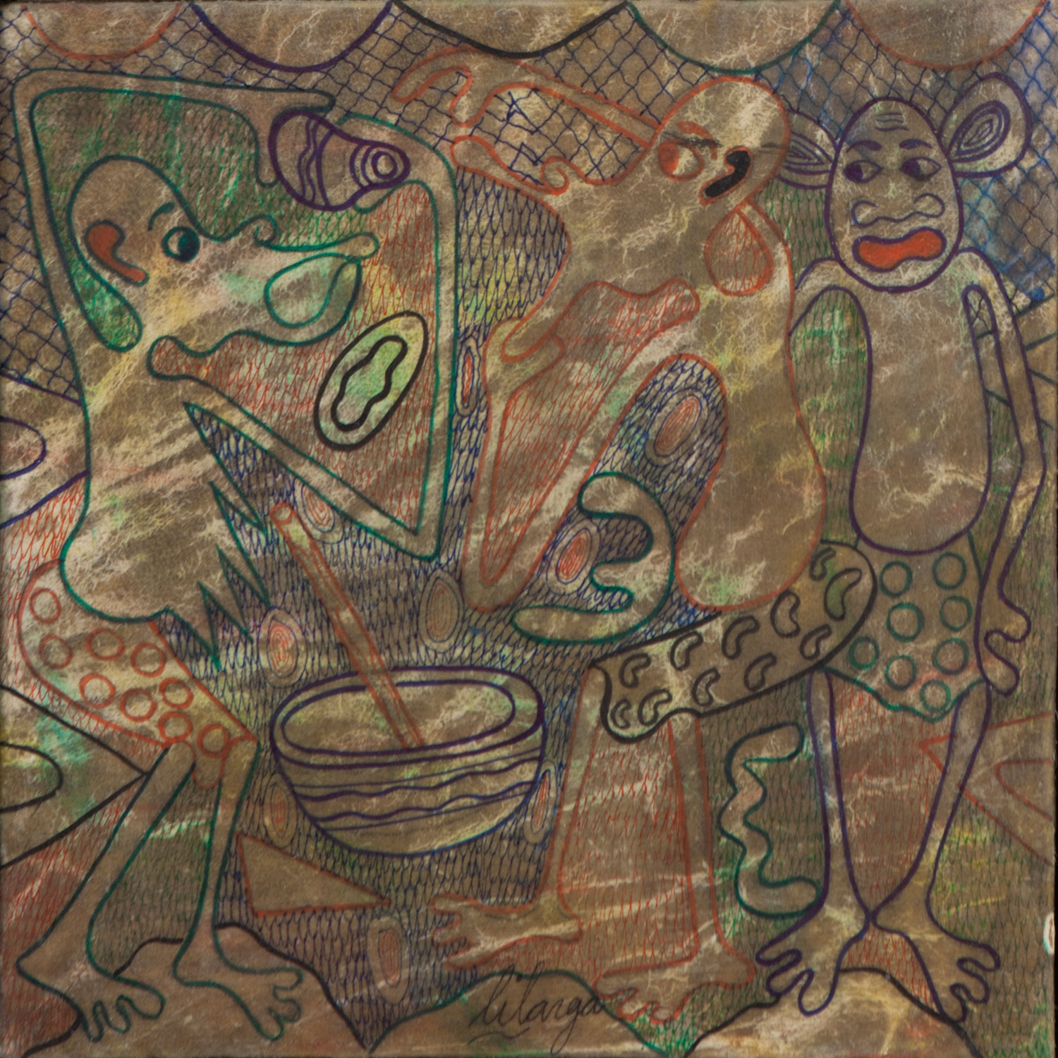 Lot 18 — George Lilanga, Untitled, undated Signed ‘lilanga’ (lower right)