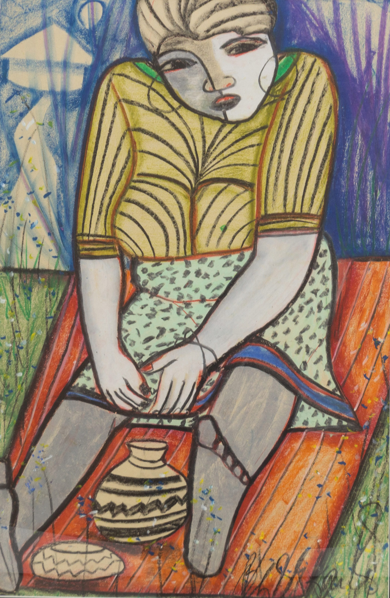 Lot 27 — Charles Sekano, Lady washing Calabash