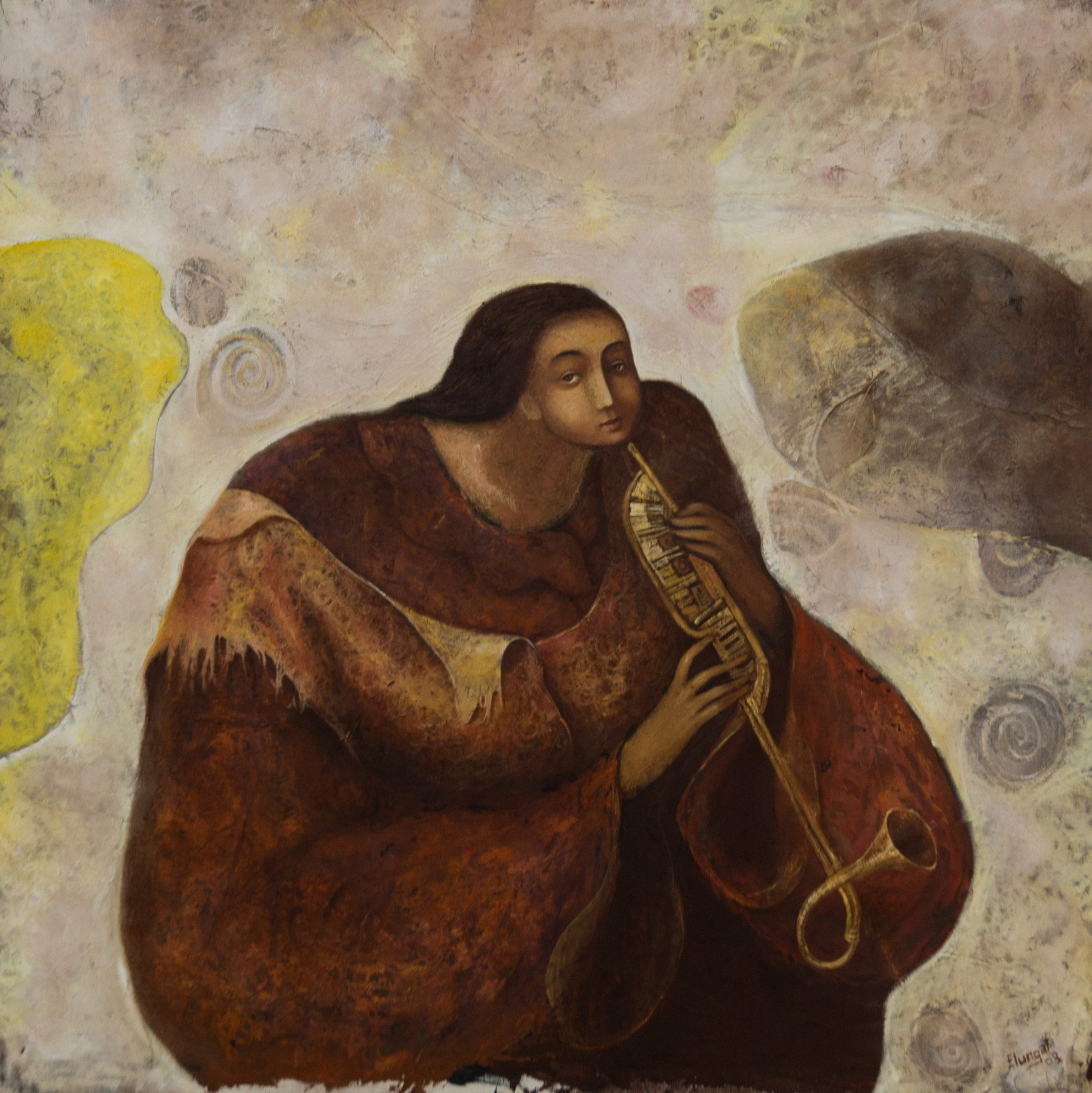 Lot 36 — Peter Elungat, From the Angelina series (Woman playing music)