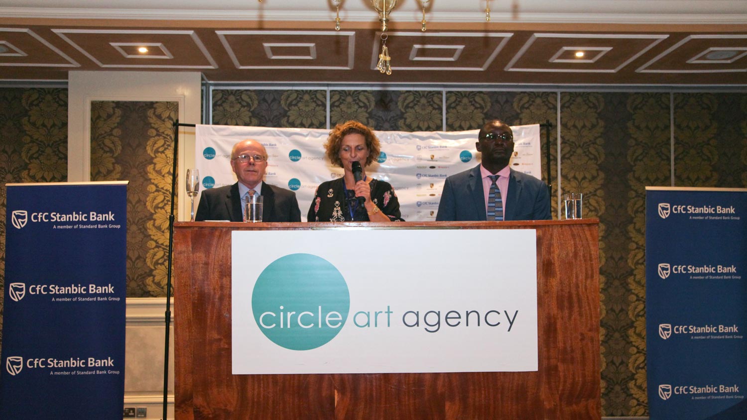 Danda Jaroljmek addressing the audience at Art Auction East Africa's Modern and Contemporary art auction 2014