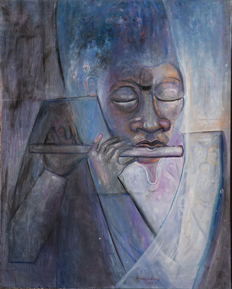Lot 3 Francis Nnaggenda (Ugandan, born 1936) The Flute Player, 2009, at the Art Auction East Africa 2019