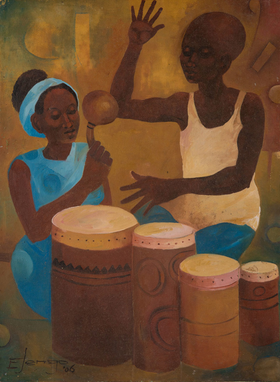 Lot 48 Elias Jengo (Tanzanian, born 1936) Ngoma (Drummer), 2006, at Art Auction East Africa 2019