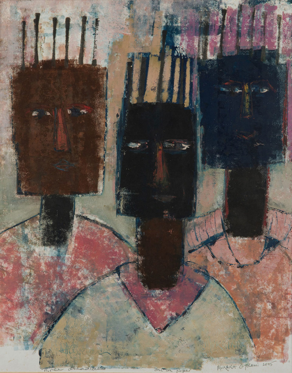 Lot 52 Muraina Oyelami (Nigerian, born 1940) Three Dreadlocks, 2005, at Art Auction East Africa 2019