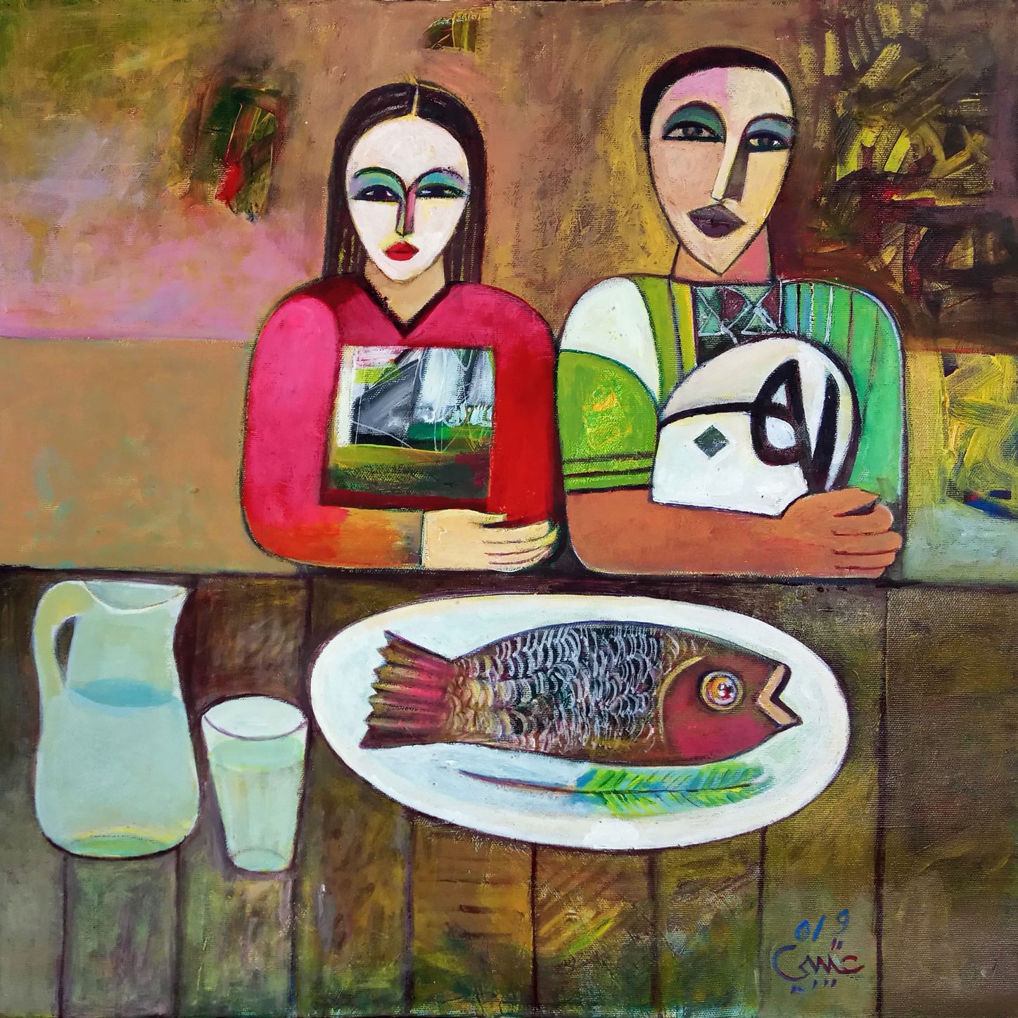Mohammed Otaybi, Untitled (Fish Meal for Two), 2019, at Art Auction East Africa 2020
