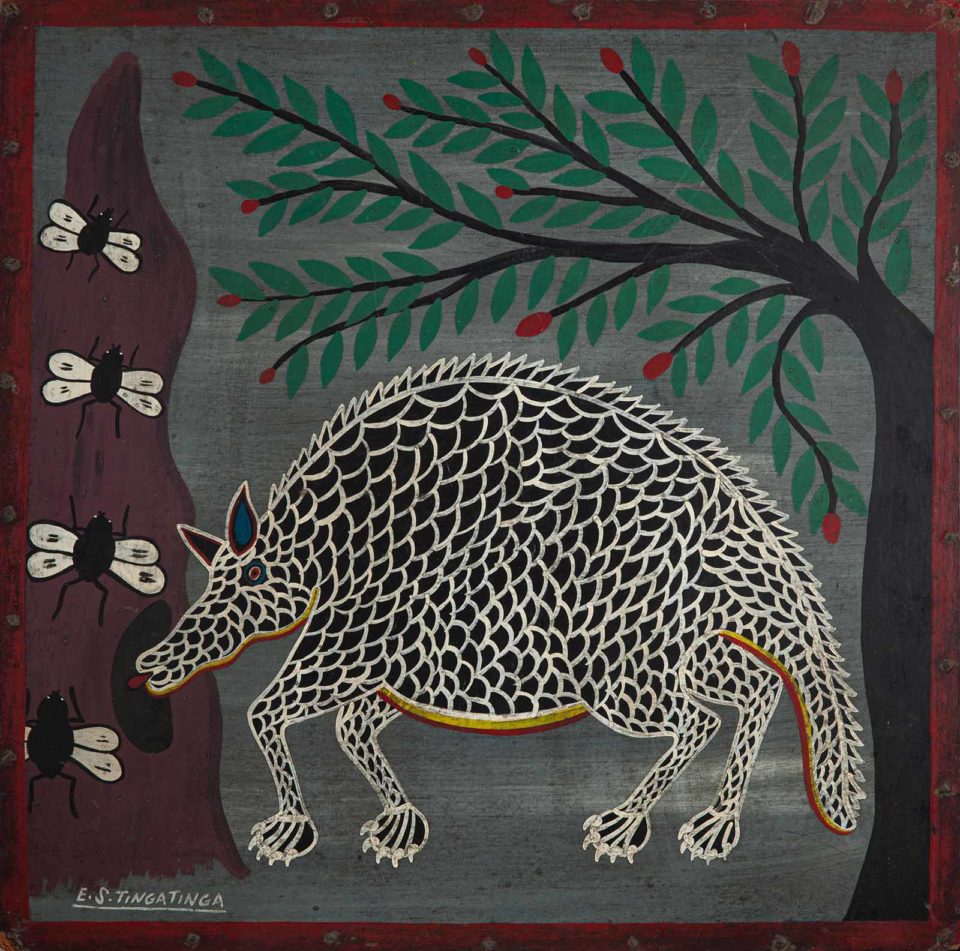 Art Auction East Africa 2022 Lot 29 E. S. Tingatinga (Tanzanian, 1932 – 1972) Pangolin, 1968 - 72