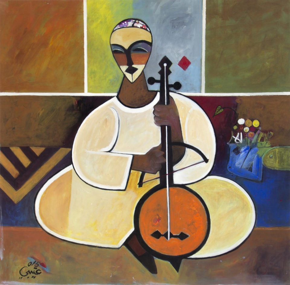 Art Auction East Africa 2022 Lot 9 Mohamed Abdella Otaybi (Sudanese, born 1948) Um Keky Player, 2015